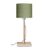 Good & Mojo Lampe De Table En Bambou Abat-jour En Lin Vert Forêt, H. 59cm 20