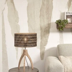 Good & Mojo Lampe De Table En Bambou Naturel/noir, H. 40cm 12