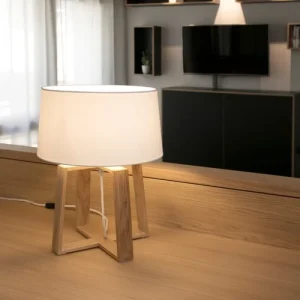 Keria Lampe De Table En Bois Blanc 12