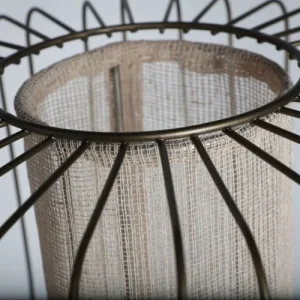 Lastdeco Lampe De Table En Fer Et Jute En Noir Et Or 30x30x65 7