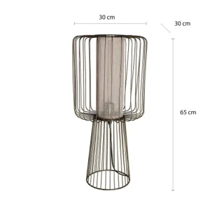 Lastdeco Lampe De Table En Fer Et Jute En Noir Et Or 30x30x65 9