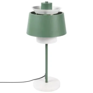 Zago Lampe De Table En Fer Vert De Gris Avec Socle En Marbre 13
