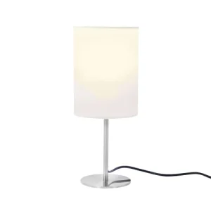 FORLIGHT Lampe De Table En Métal Argenté Et Textile Blanc 14