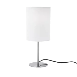FORLIGHT Lampe De Table En Métal Argenté Et Textile Blanc 18
