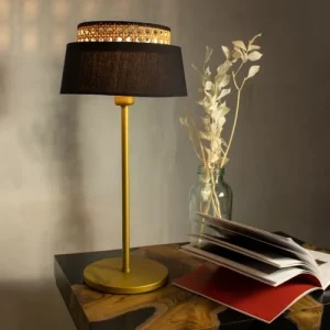 Now’s Home Lampe De Table En Métal Noir Et Doré H41cm 18