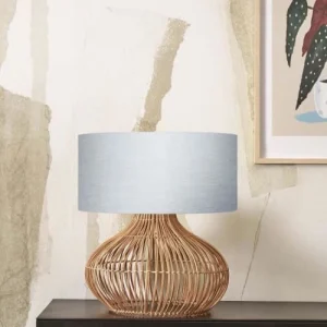 Good & Mojo Lampe De Table En Rotin Abat-jour En Lin Naturel/gris Clair, H. 60cm 10