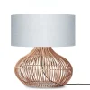 Good & Mojo Lampe De Table En Rotin Abat-jour En Lin Naturel/gris Clair, H. 60cm 13