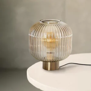 Sulion Lampe De Table En Verre Côtelé Transparent 9