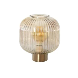 Sulion Lampe De Table En Verre Côtelé Transparent 15