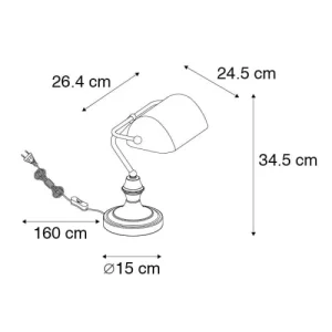 QAZQA Lampe De Table En Verre Doré/laiton 12