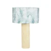 Maisons Du Monde Lampe En Bois D’ailante Abat-jour En Coton Imprimé Feuillage Bleu 16