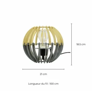 C-Création Lampe En Lamelles De Bois Naturel Et Gris 10