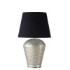 Maisons Du Monde Lampe En Métal Argenté Ciselé Et Abat-jour Noir 20