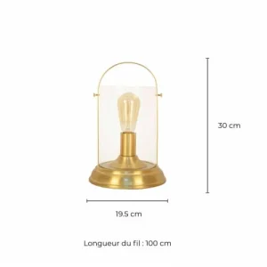 C-Création Lampe En Verre Transparent, Base En Métal Doré 9