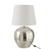 LANADECO Lampe Et Abat-jour Métal Argenté Tissu Blanc H73cm 13