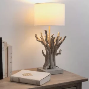 Maisons Du Monde Lampe Imitation Bois Flotté Et Abat-jour Blanc 10