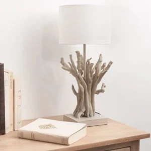 Maisons Du Monde Lampe Imitation Bois Flotté Et Abat-jour Blanc 12
