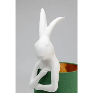 Kare Design Lampe Lapin En Polyrésine Blanche Et Abat-jour En Lin Vert H68 12