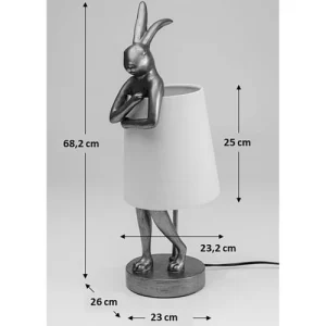 Kare Design Lampe Lapin En Polyrésine Blanche Et Abat-jour En Lin Vert H68 16