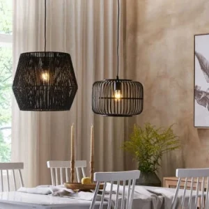 Beliani Lampe Suspendue En Bambou Noir 10