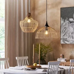 Beliani Lampe Suspendue En Rotin Naturel 10