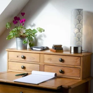 C-Création Lampe Tactile Grand Modèle En Métal Perforé Blanc 10