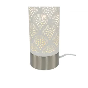 C-Création Lampe Tactile Grand Modèle En Métal Perforé Blanc 14
