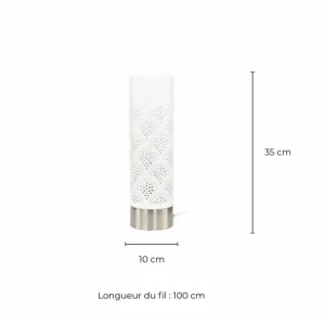 C-Création Lampe Tactile Grand Modèle En Métal Perforé Blanc 18