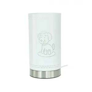C-Création Lampe Tactile Motif Chien En Métal Perforé Blanc 10