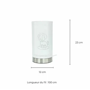 C-Création Lampe Tactile Motif Chien En Métal Perforé Blanc 18