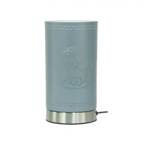 C-Création Lampe Tactile Motif Chien En Métal Perforé Gris Bleu 10