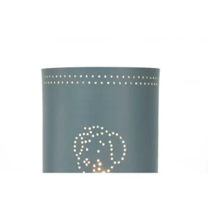 C-Création Lampe Tactile Motif Chien En Métal Perforé Gris Bleu 16