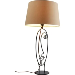 Kare Design Lampe Visage En Acier Et Abat-jour En Coton Marron 15