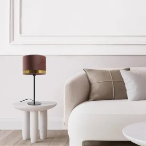 METROPOLIGHT – Lampe à Poser Velours Laiton Métal H40cm Rose 6