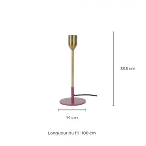 C-Création Pied De Lampe Grand Modèle En Métal Doré, Socle Rose 8