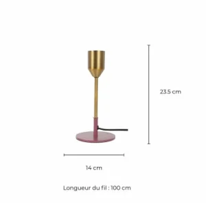 C-Création Pied De Lampe Petit Modèle En Métal Doré, Socle Rose 14