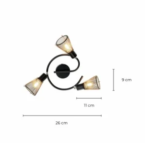 C-Création Plafonnier 3 Lumières En Métal Grillagé Noir Et Cuivré 18