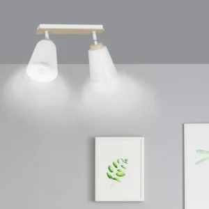 Wonderlamp Spot De Plafond Nordique Avec 2 Lumières Orientables Blanc Et Bois 10