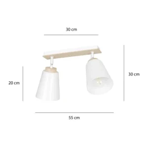 Wonderlamp Spot De Plafond Nordique Avec 2 Lumières Orientables Blanc Et Bois 16