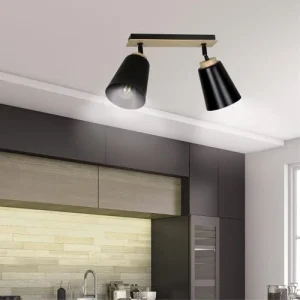 Wonderlamp Spot De Plafond Nordique Avec 2 Lumières Orientables Noir Et Bois 10