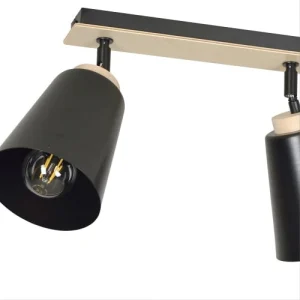 Wonderlamp Spot De Plafond Nordique Avec 2 Lumières Orientables Noir Et Bois 12