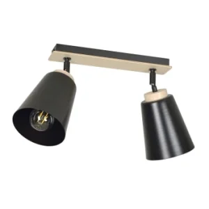 Wonderlamp Spot De Plafond Nordique Avec 2 Lumières Orientables Noir Et Bois 16