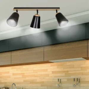 Wonderlamp Spot De Plafond Nordique Avec 3 Lumières Orientables Noir Et Bois 10
