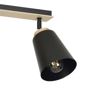 Wonderlamp Spot De Plafond Nordique Avec 3 Lumières Orientables Noir Et Bois 12
