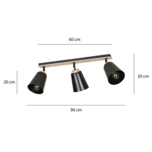 Wonderlamp Spot De Plafond Nordique Avec 3 Lumières Orientables Noir Et Bois 14