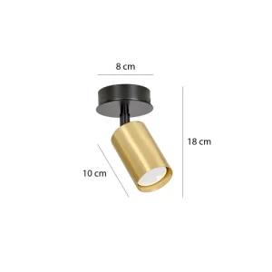 Wonderlamp Spot De Plafond Orientable Cylindrique Doré Avec Rosace Noire 9