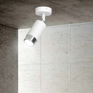 Wonderlamp Spot De Plafond Orientable Moderne Cylindrique Blanc Et Chrome 9