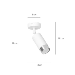 Wonderlamp Spot De Plafond Orientable Moderne Cylindrique Blanc Et Chrome 15