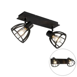 QAZQA Spot Plafond En Bois Noir 10