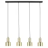 Maisons Du Monde Suspension 4 Abat-jours En Laiton Doré Et Support En Métal Noir 94×127 16